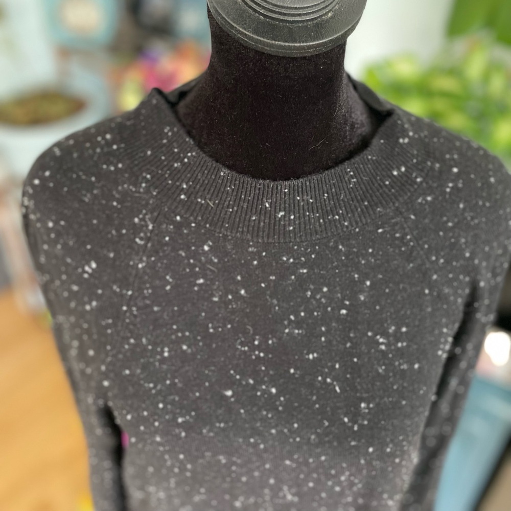 LOFT White Speckled Black High Collar Sweater Dress Size Medium - Picture 2 of 9